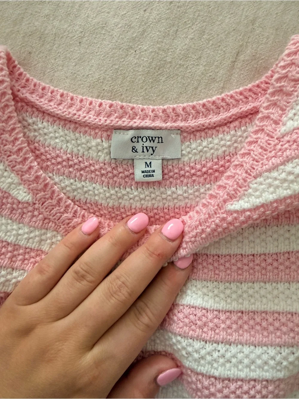 Crown & Ivy Pink & White Stripe Top